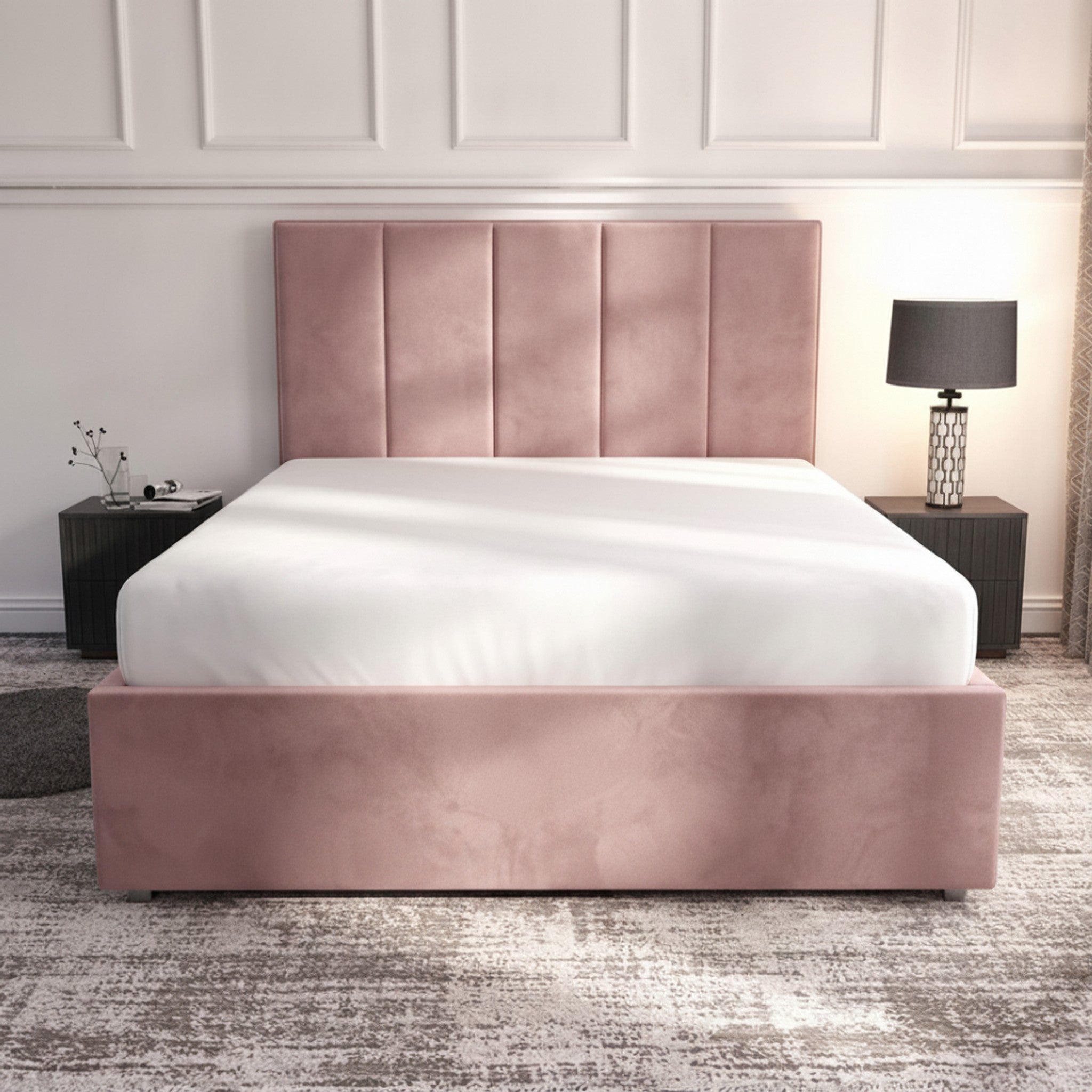 Bristol Pink Ottoman Bed with Gas-Lift Storage