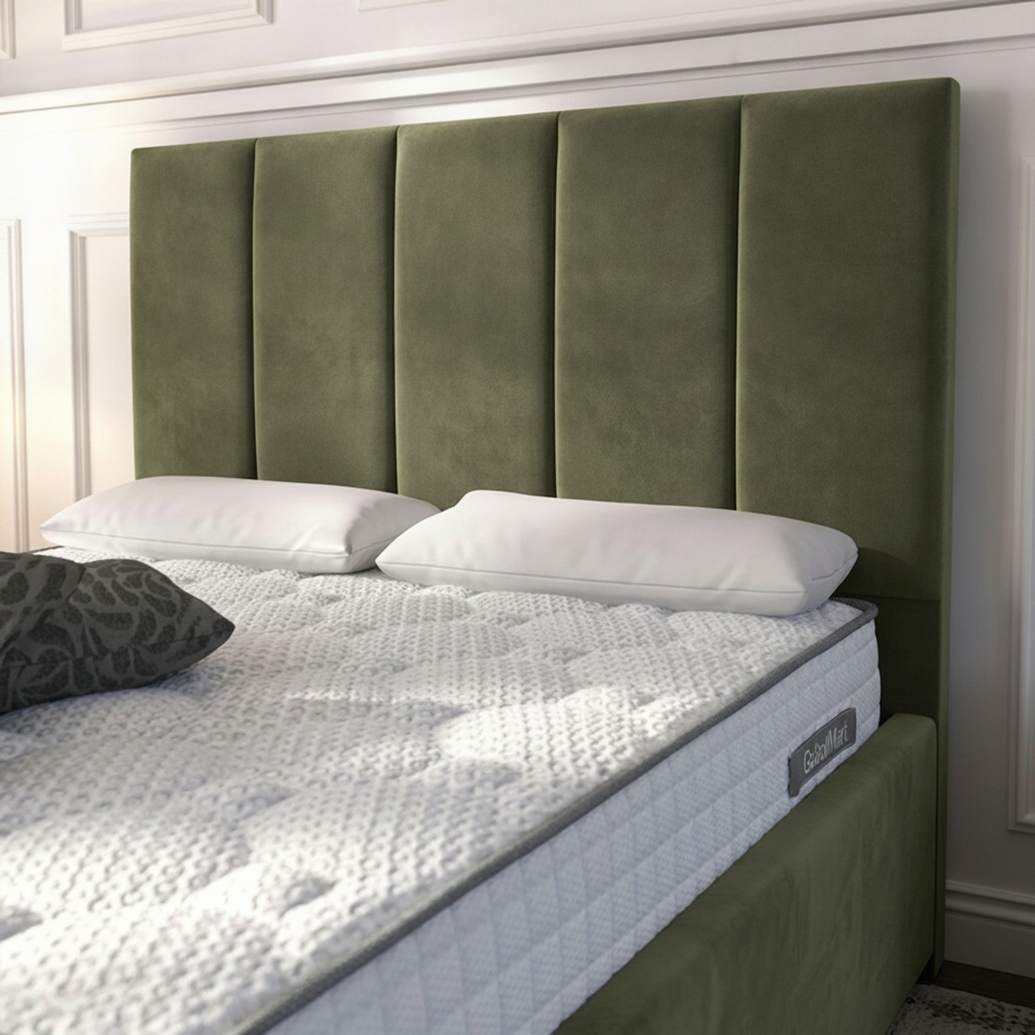 Bristol Olive Ottoman Bed | Gas-Lift Storage Bed