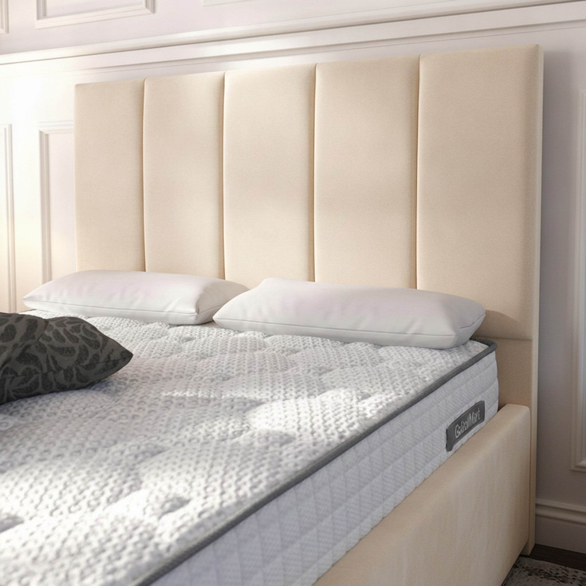 Bristol Cream Ottoman Bed with Gas-Lift Storage