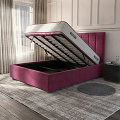 Bristol Ottoman Bed - Cerise | Gas-Lift Storage