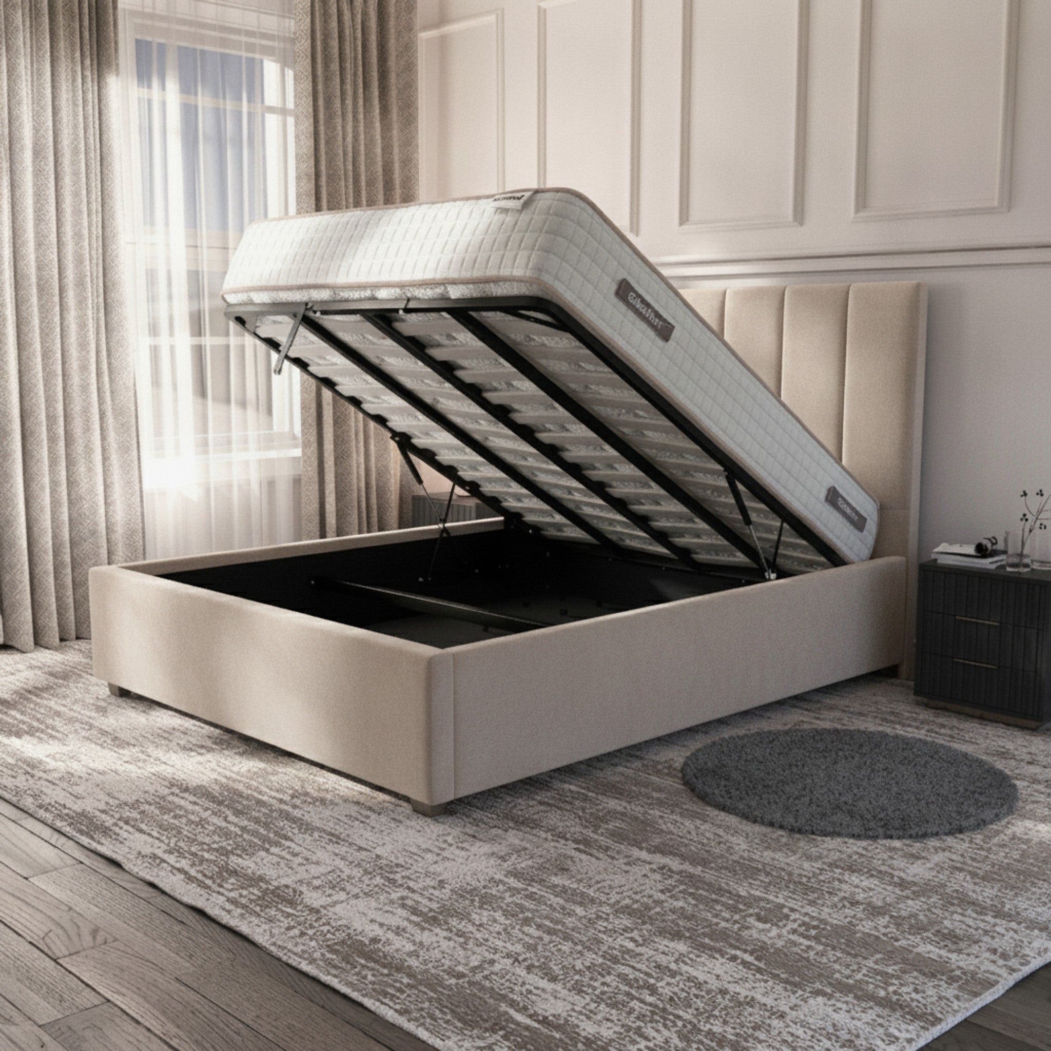 Bristol Pebble Ottoman Bed with Gas-Lift Storage