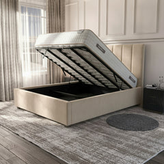 Bristol Cream Ottoman Bed with Gas-Lift Storage