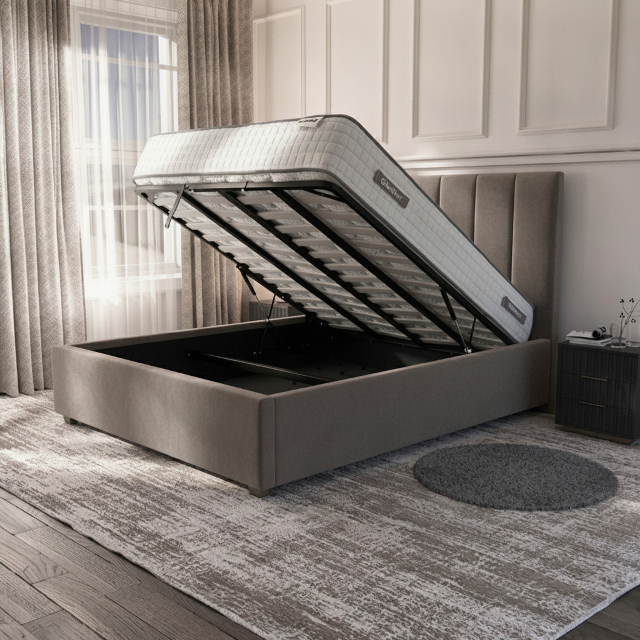 Bristol Grey Ottoman Bed with Storage