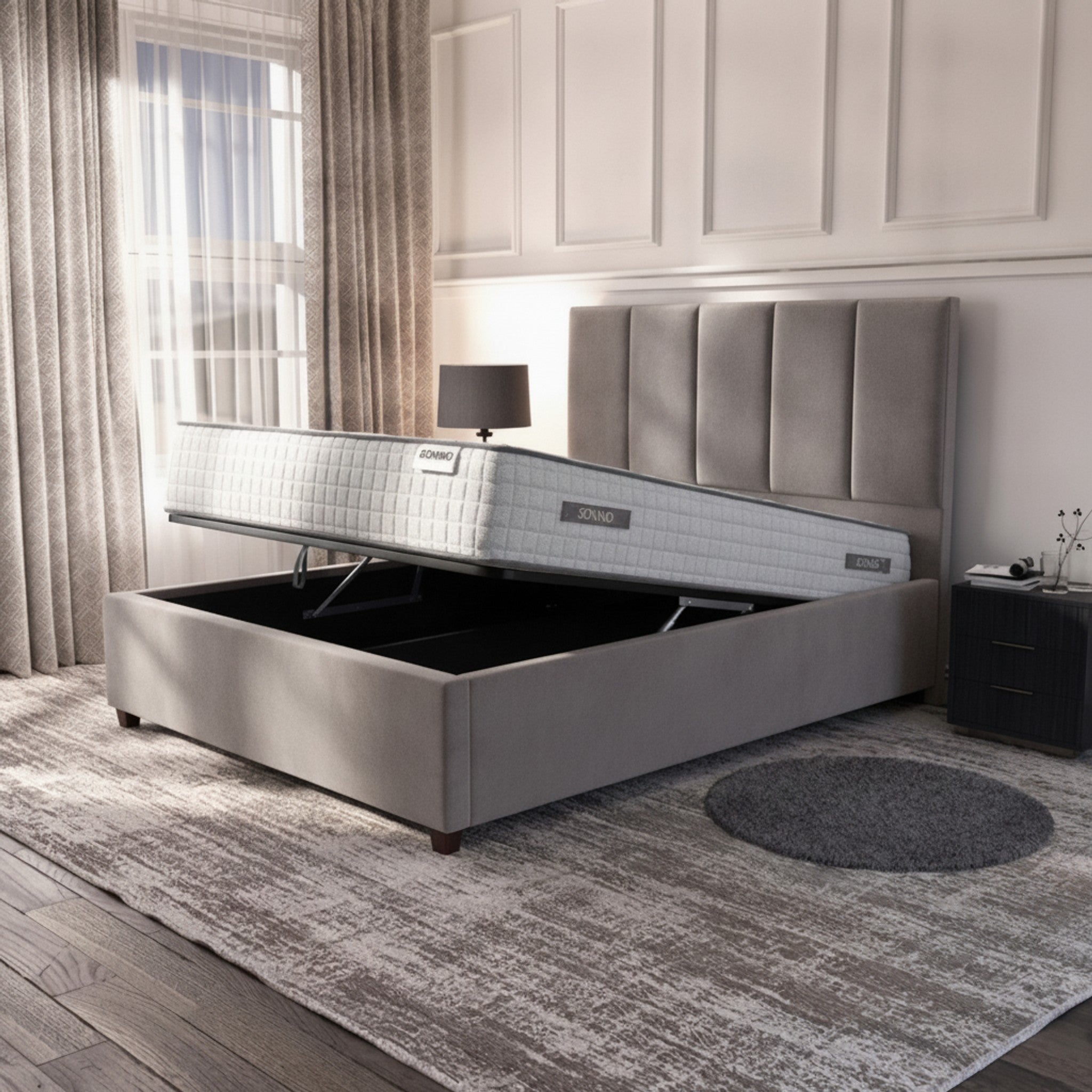 Bristol Pebble Ottoman Bed with Gas-Lift Storage