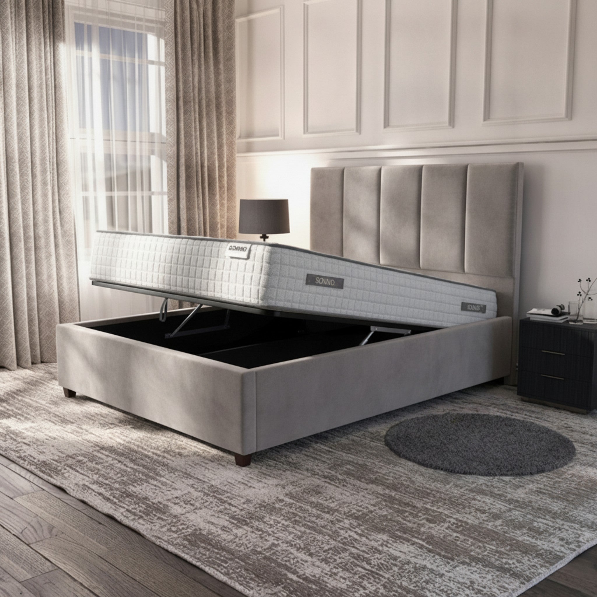 Bristol Grey Ottoman Bed with Storage