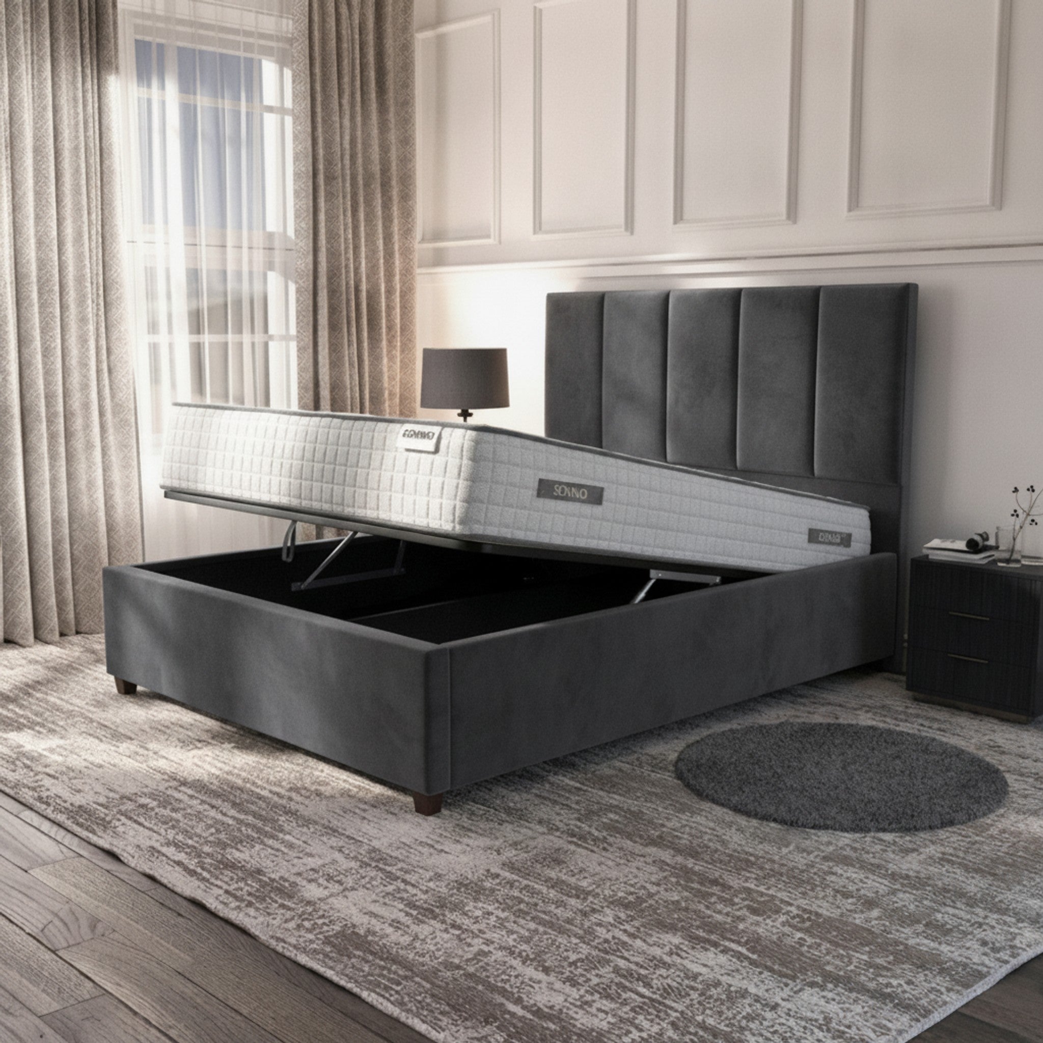 Bristol Ottoman Bed - Elephant Gas-Lift Storage