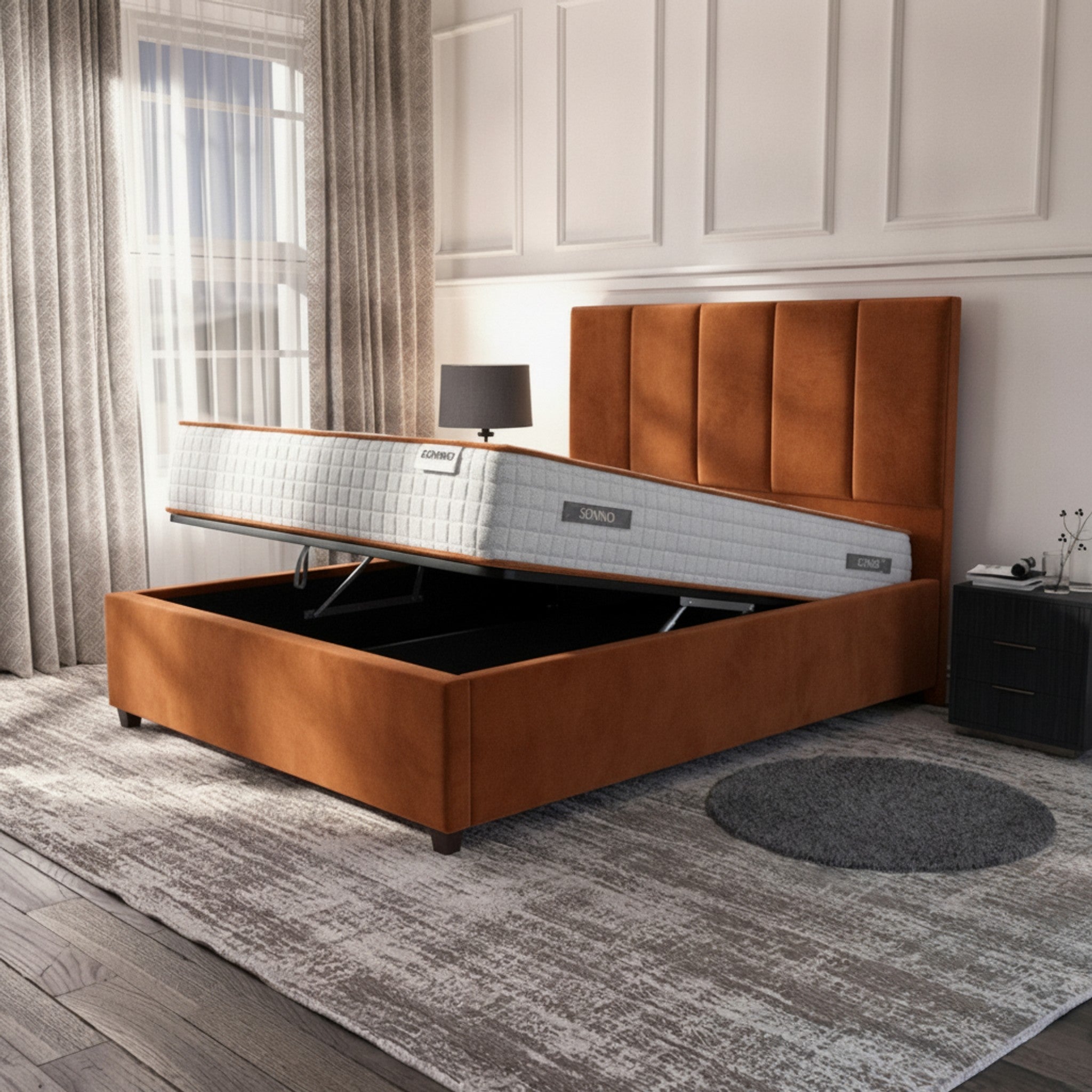 Bristol Ottoman Bed - Burnt Orange