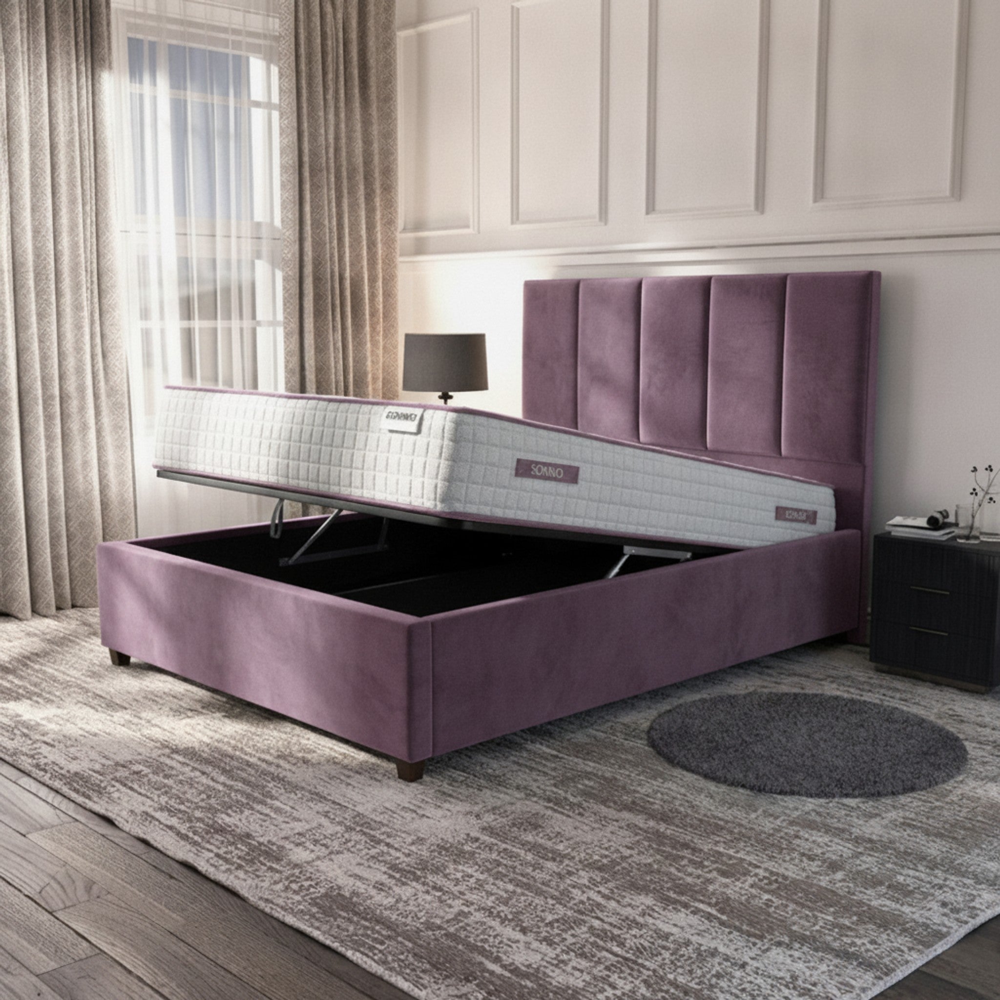 Bristol Lilac Ottoman Bed | Premium Storage Bed