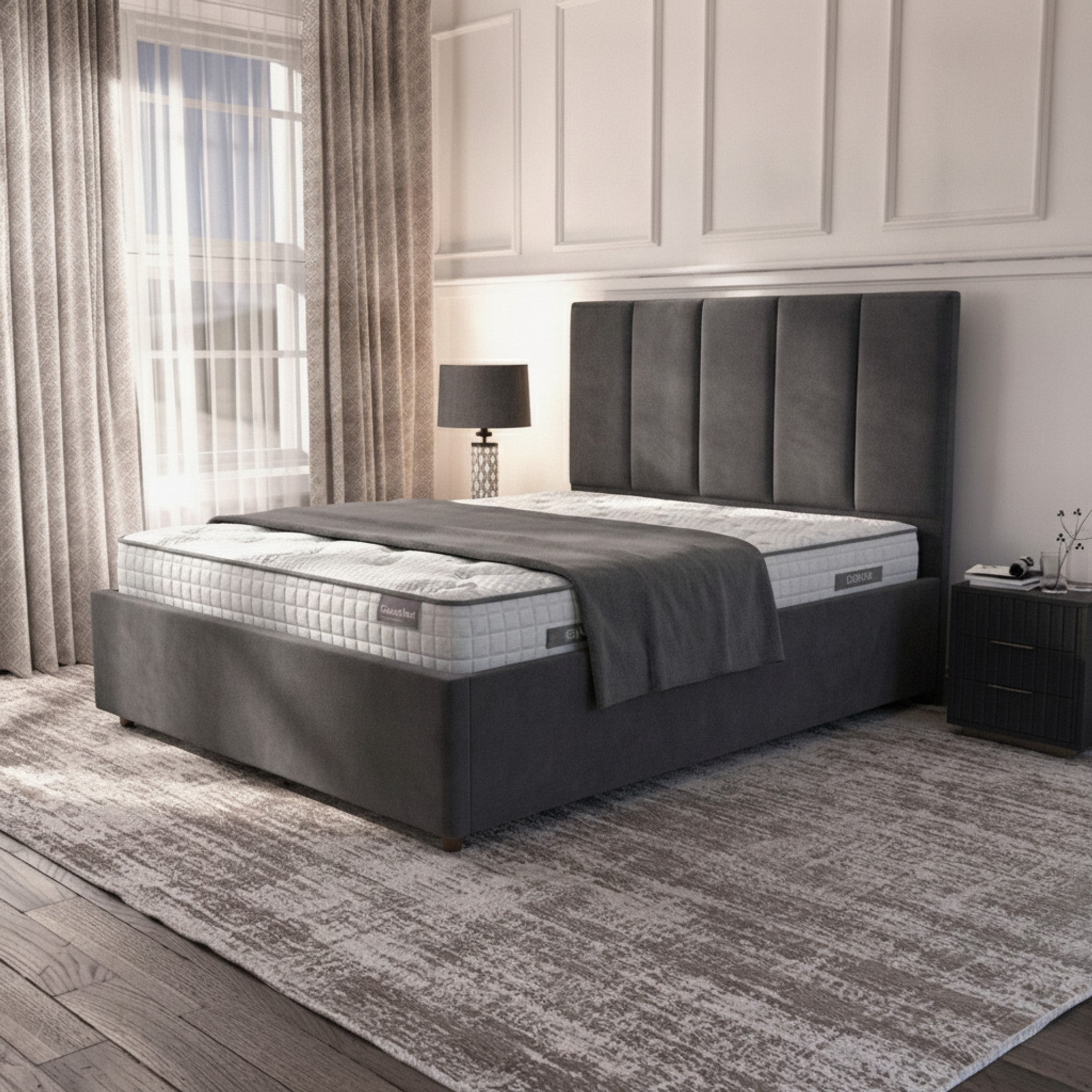 Bristol Ottoman Bed - Steel | Gas-Lift Storage