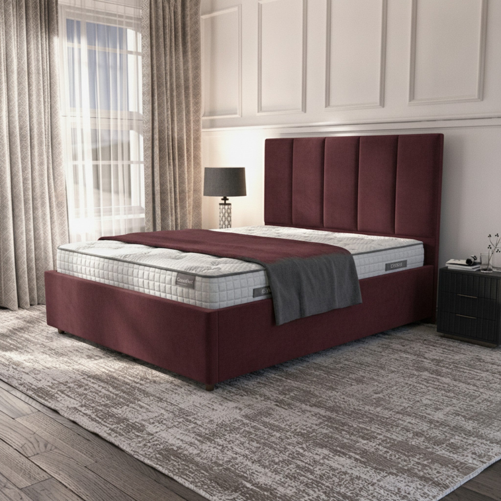 Bristol Ottoman Bed - Claret Luxury Storage Bed