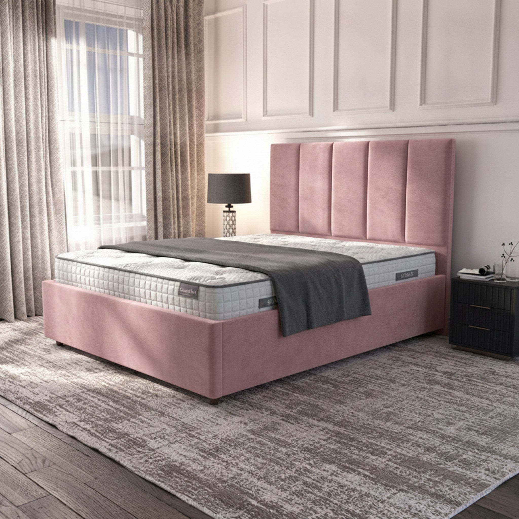 Bristol Pink Ottoman Bed with Gas-Lift Storage