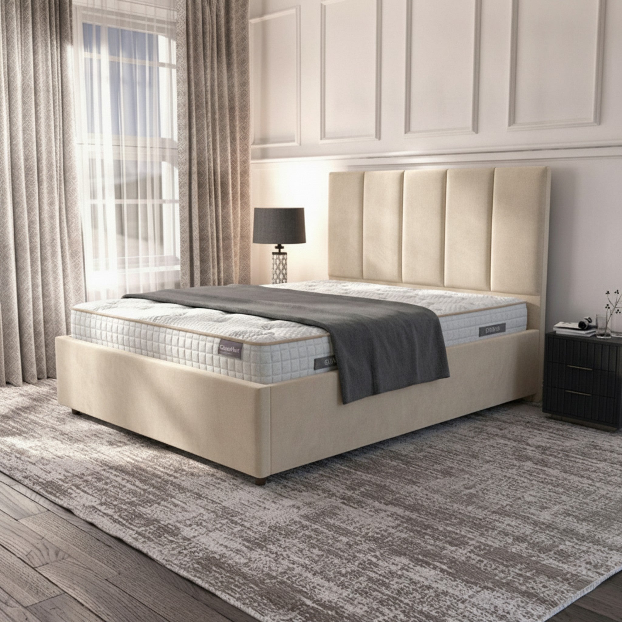 Bristol Cream Ottoman Bed with Gas-Lift Storage