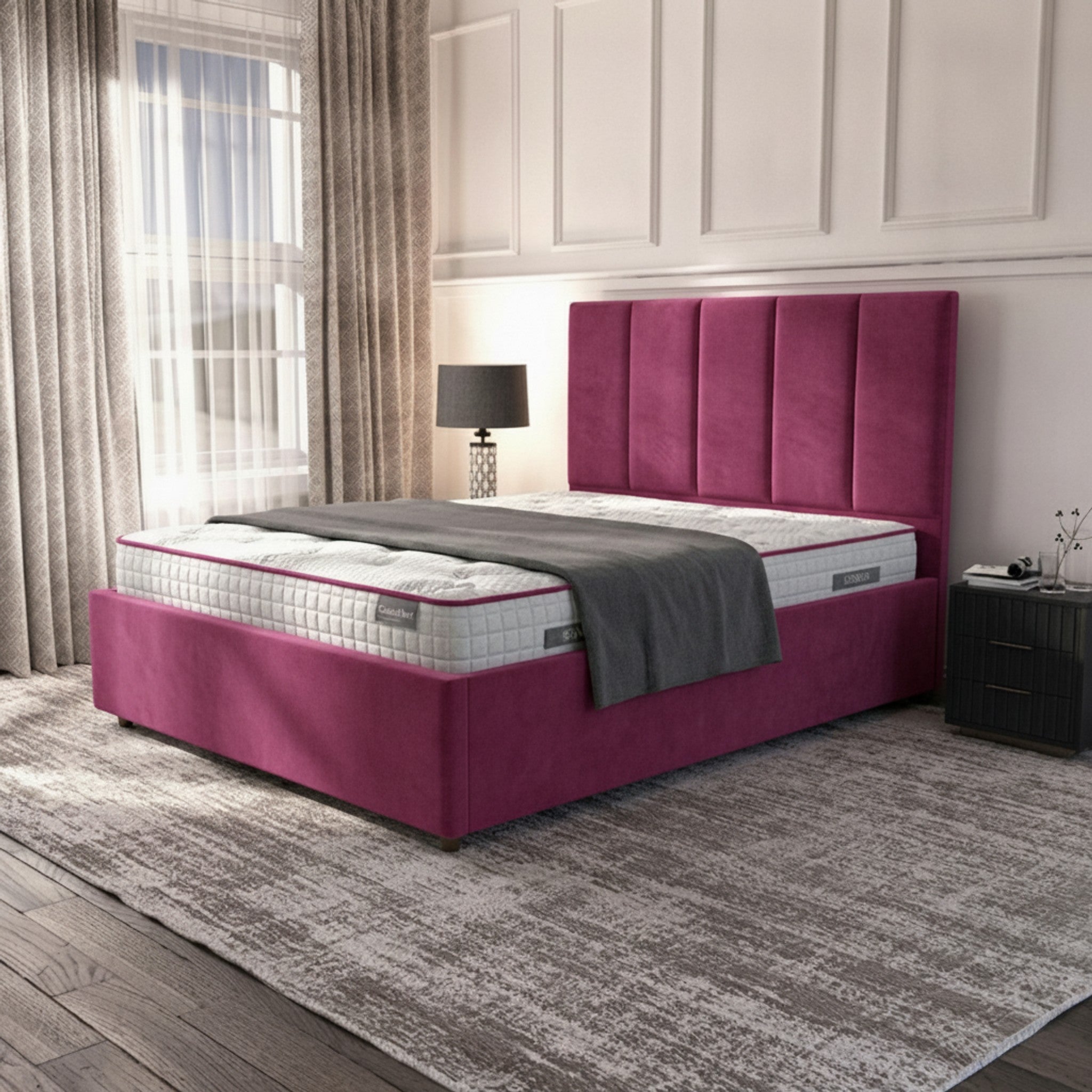 Bristol Ottoman Bed - Cerise | Gas-Lift Storage