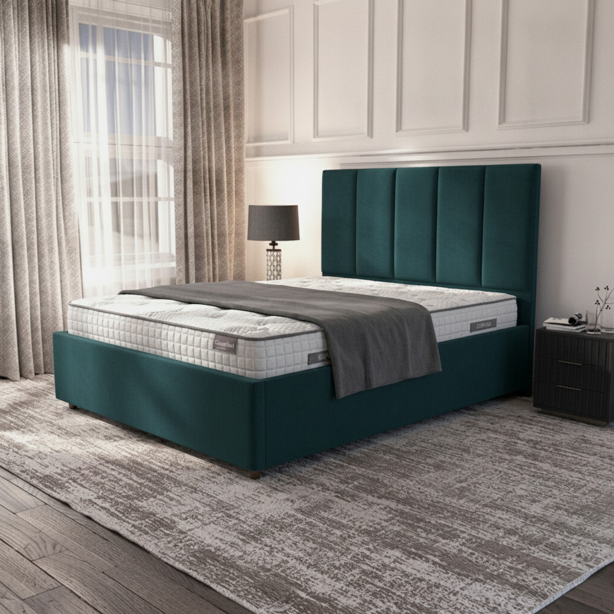 Bristol Teal Ottoman Bed with Gas-Lift Storage