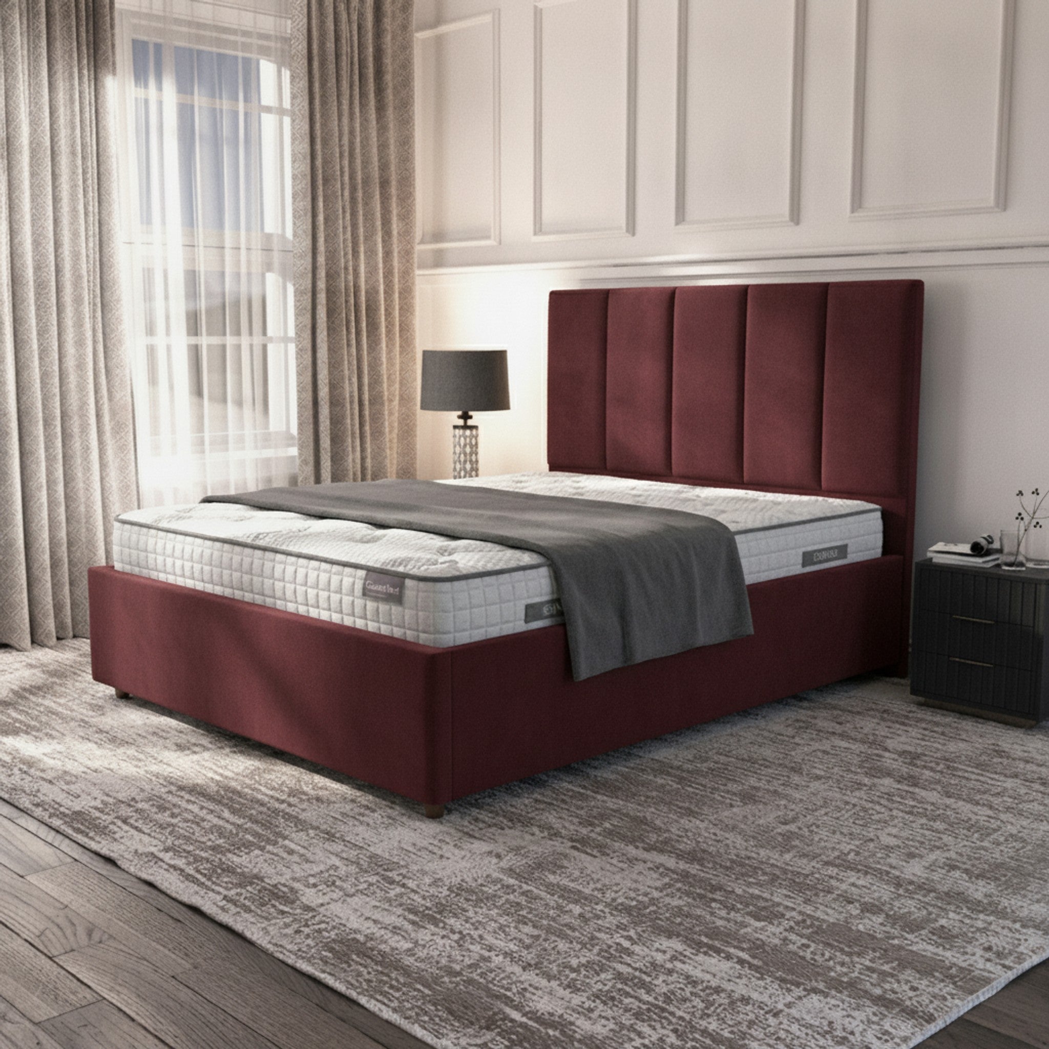Bristol Red Ottoman Bed - Premium Gas-Lift Storage