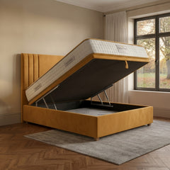 Burlington Mustard Ottoman Bed | Premium Gas-Lift Storage