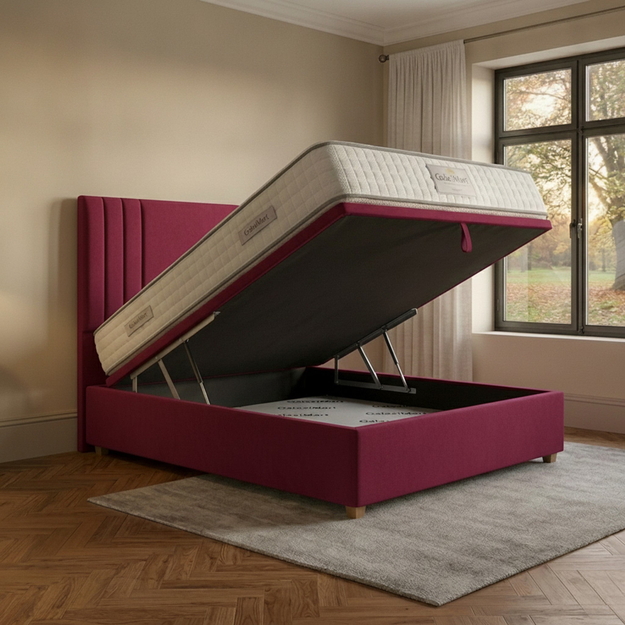 Burlington Ottoman Bed Cerise - Gas Lift Storage