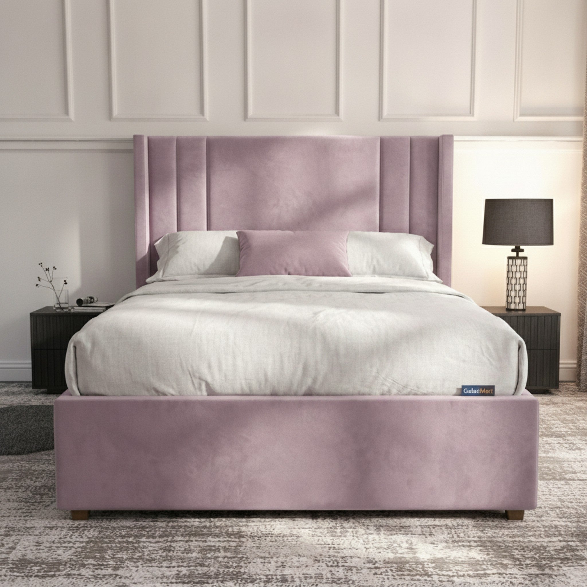 Burlington Lilac Ottoman Bed with Gas-Lift Storage