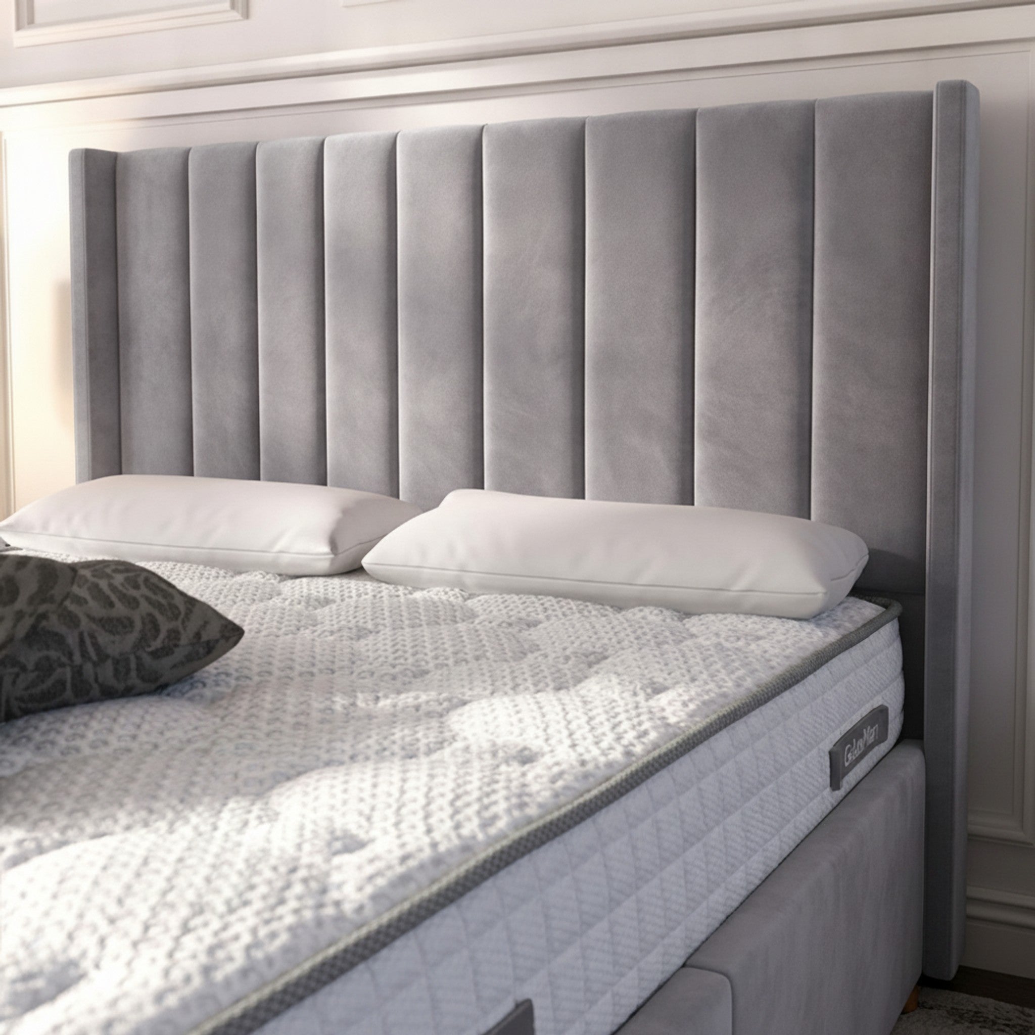 Burlington Silver Ottoman Bed with Gas-Lift Storage