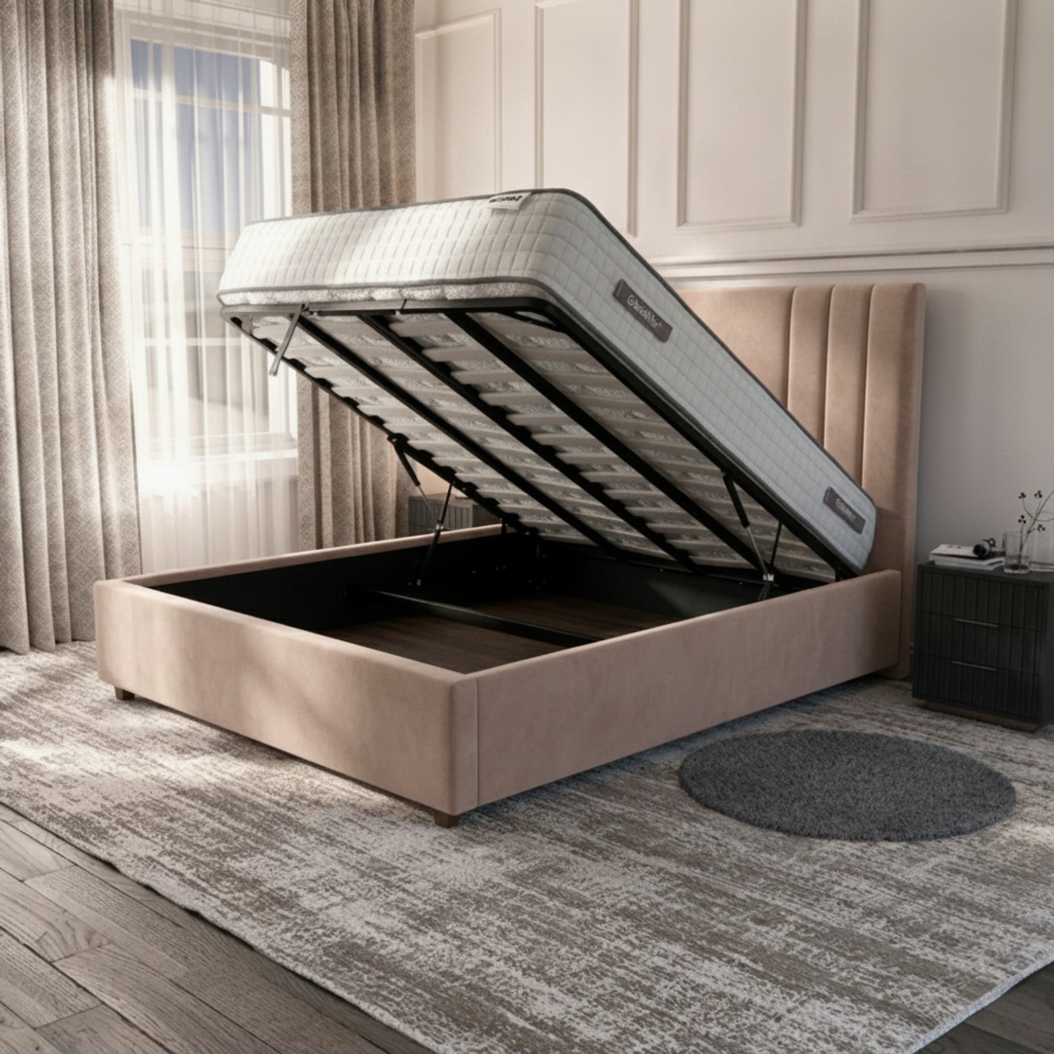 Burlington Pebble Ottoman Bed with Gas-Lift Storage
