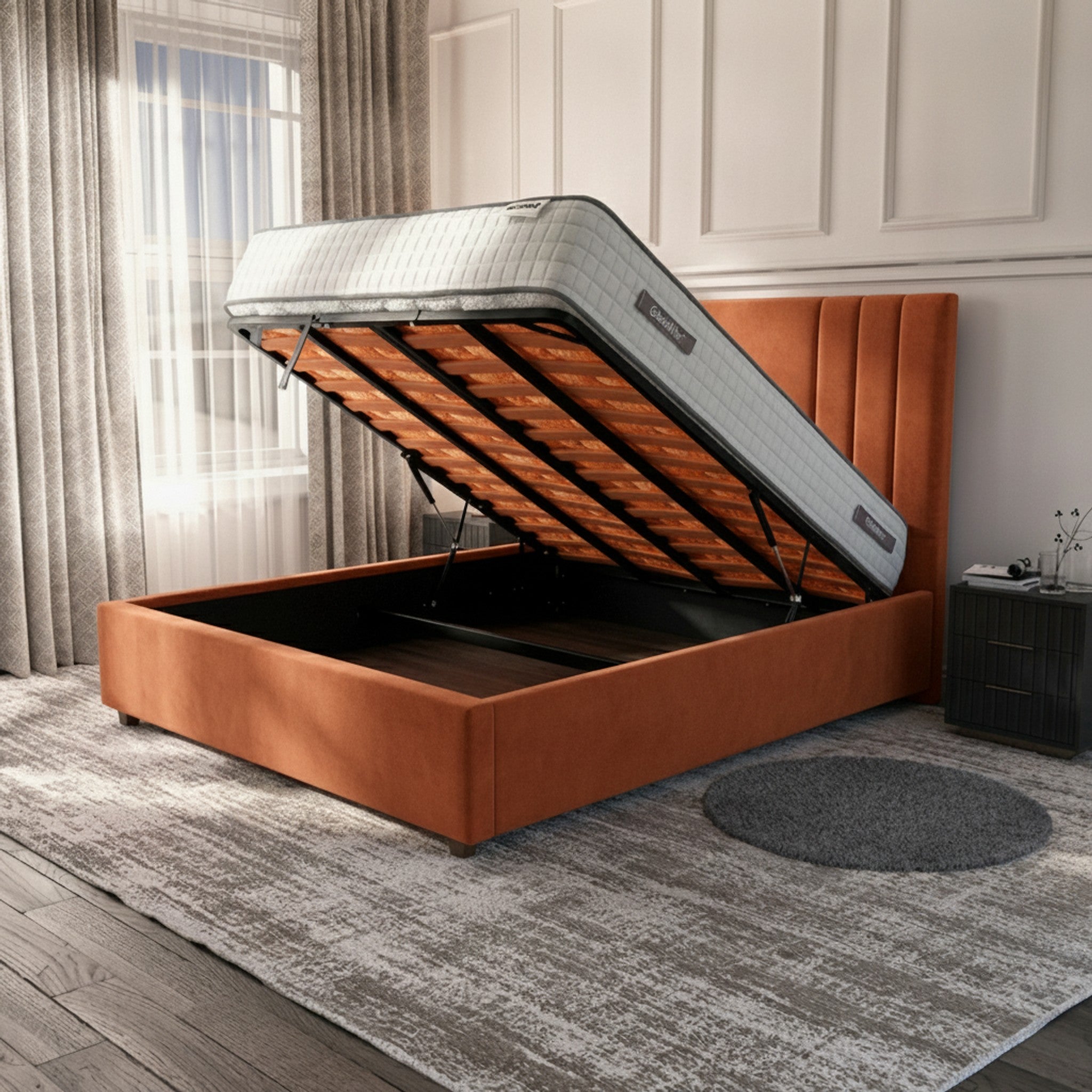 Burnt Orange Burlington Ottoman Bed