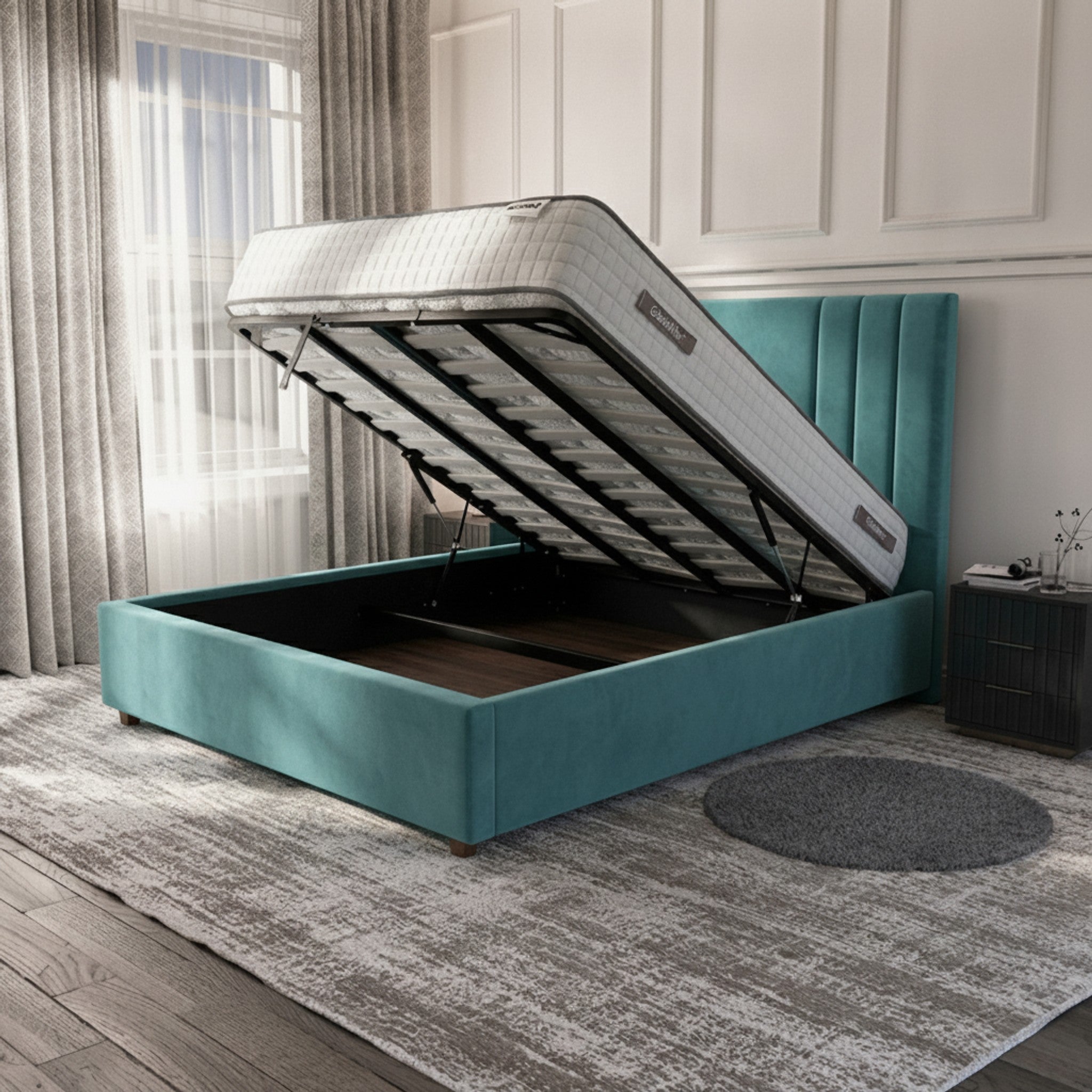Burlington Ottoman Bed - Vibrant Turquoise Storage
