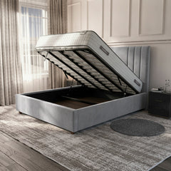 Burlington Silver Ottoman Bed with Gas-Lift Storage