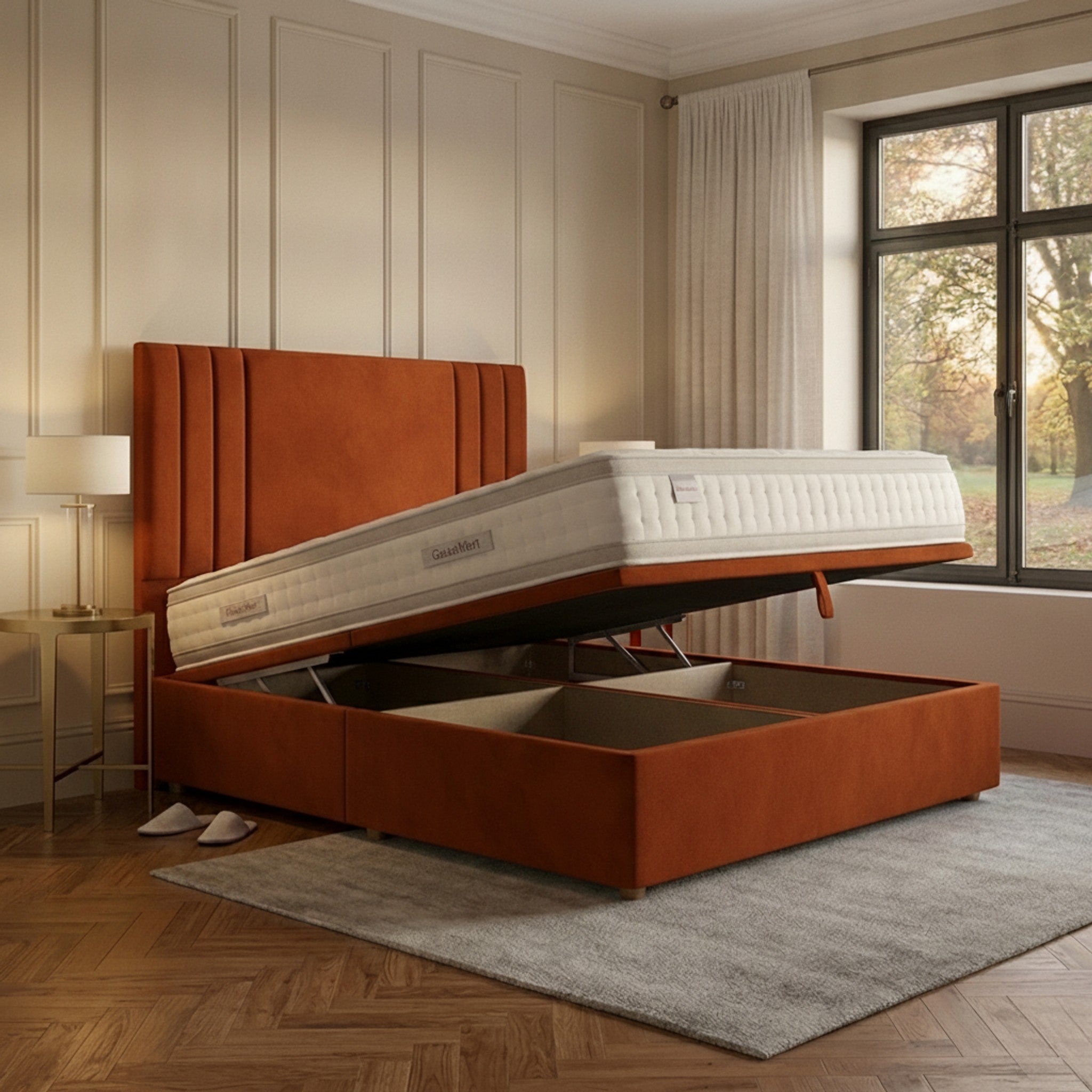Burnt Orange Burlington Ottoman Bed