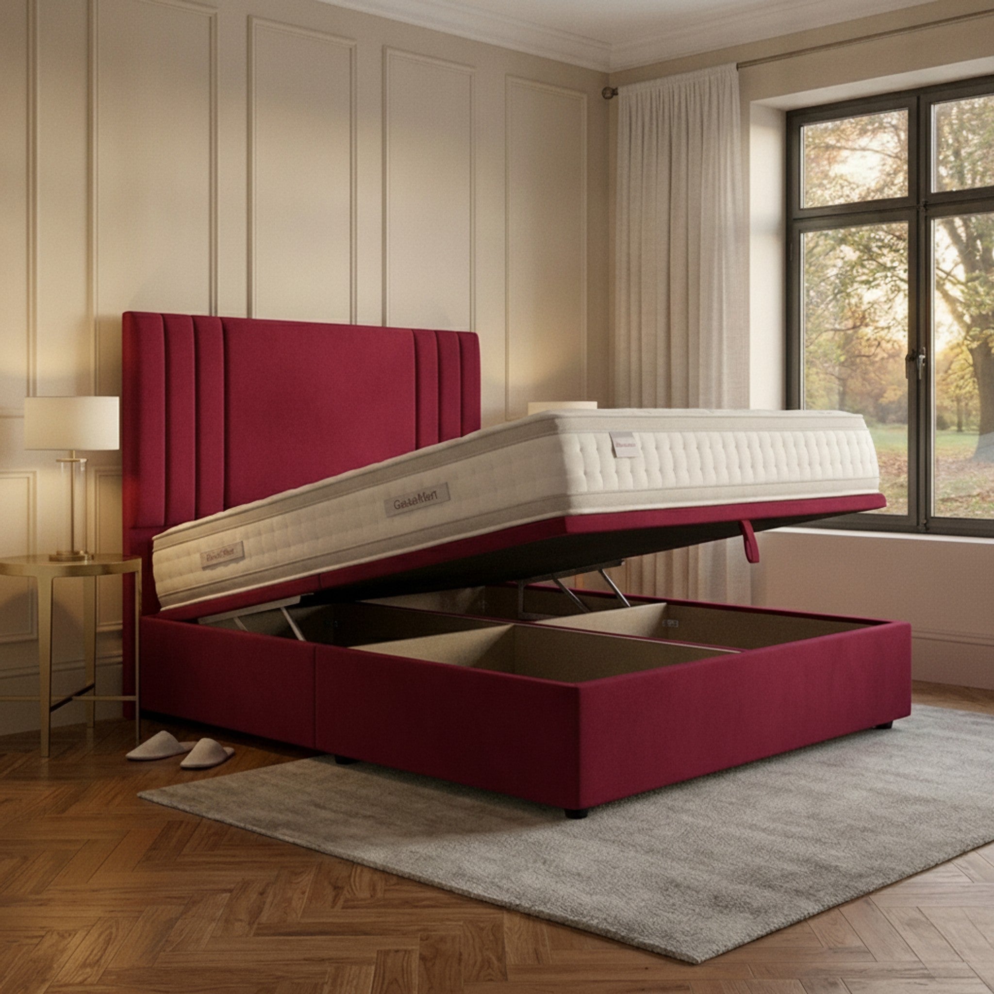Burlington Ottoman Bed Cerise - Gas Lift Storage