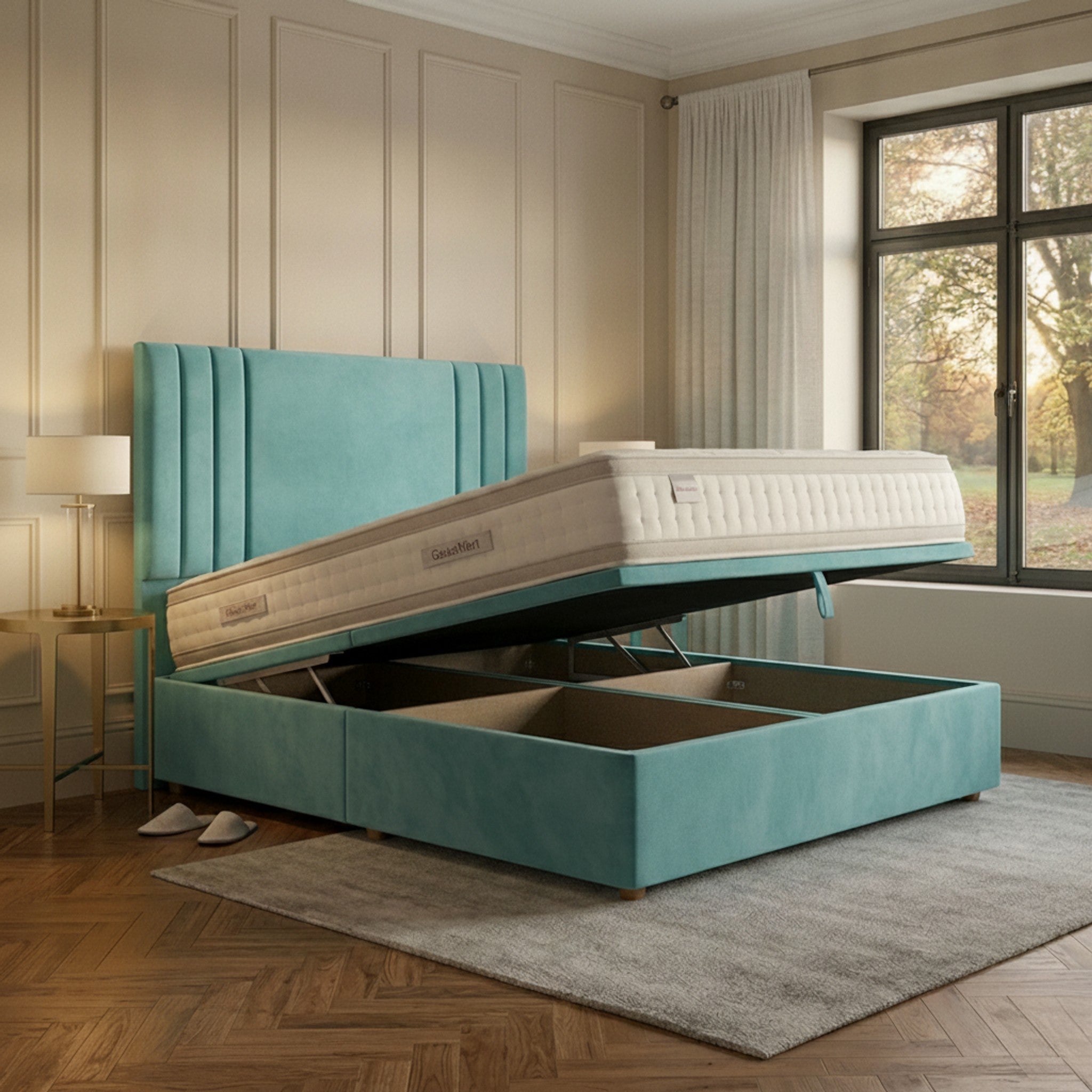 Burlington Ottoman Bed - Vibrant Turquoise Storage