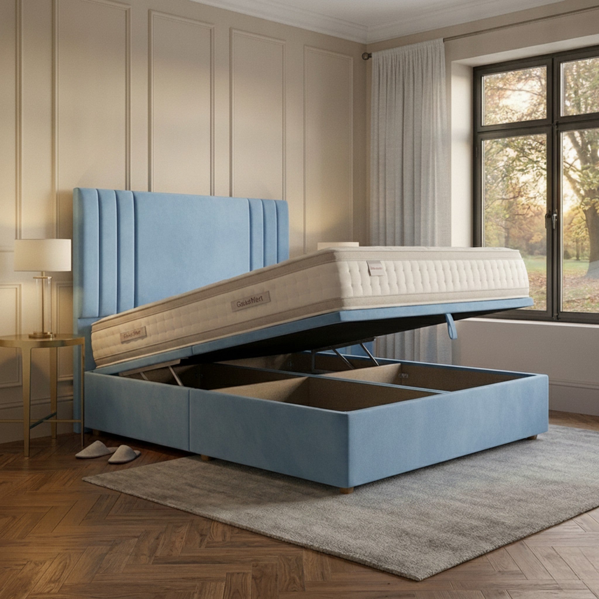 Burlington Sky Ottoman Bed with Gas-Lift Storage