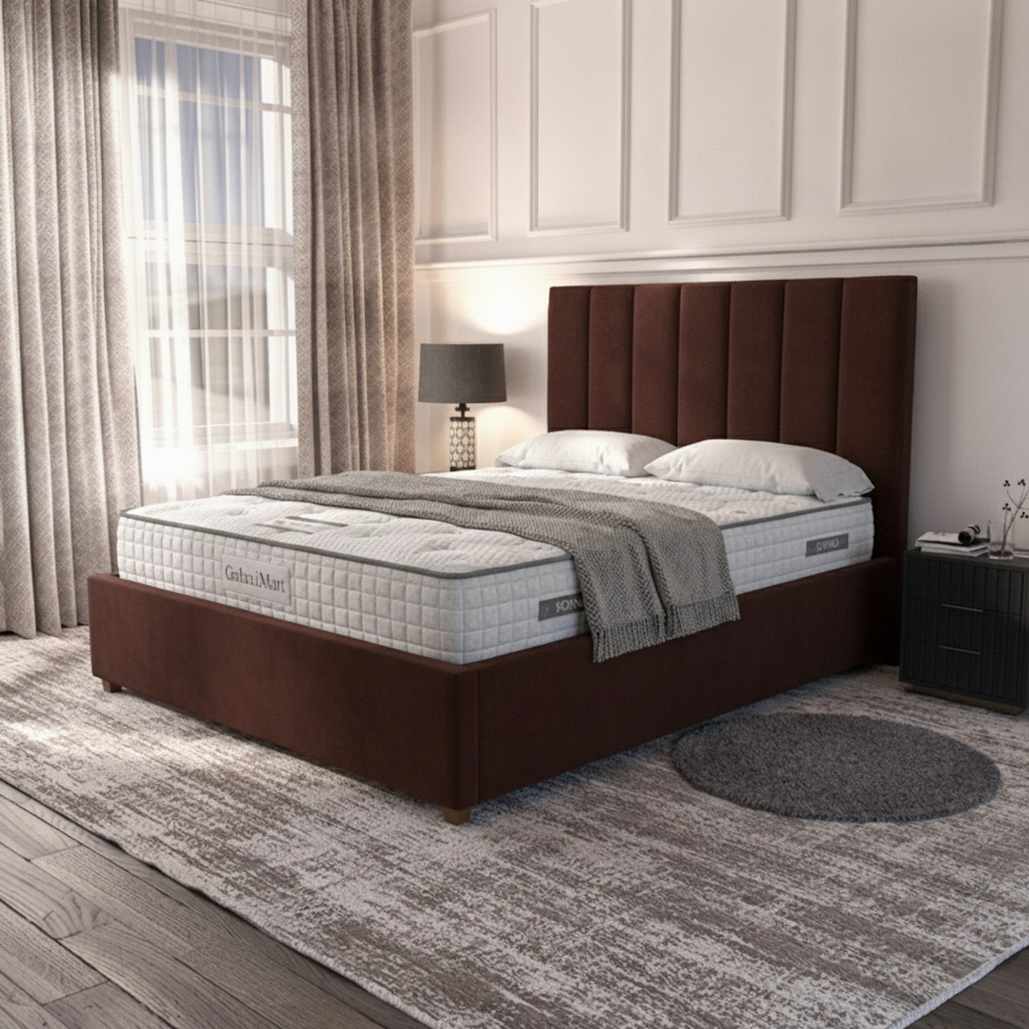 Burlington Ottoman Bed - Bourneville with Gas-Lift Storage