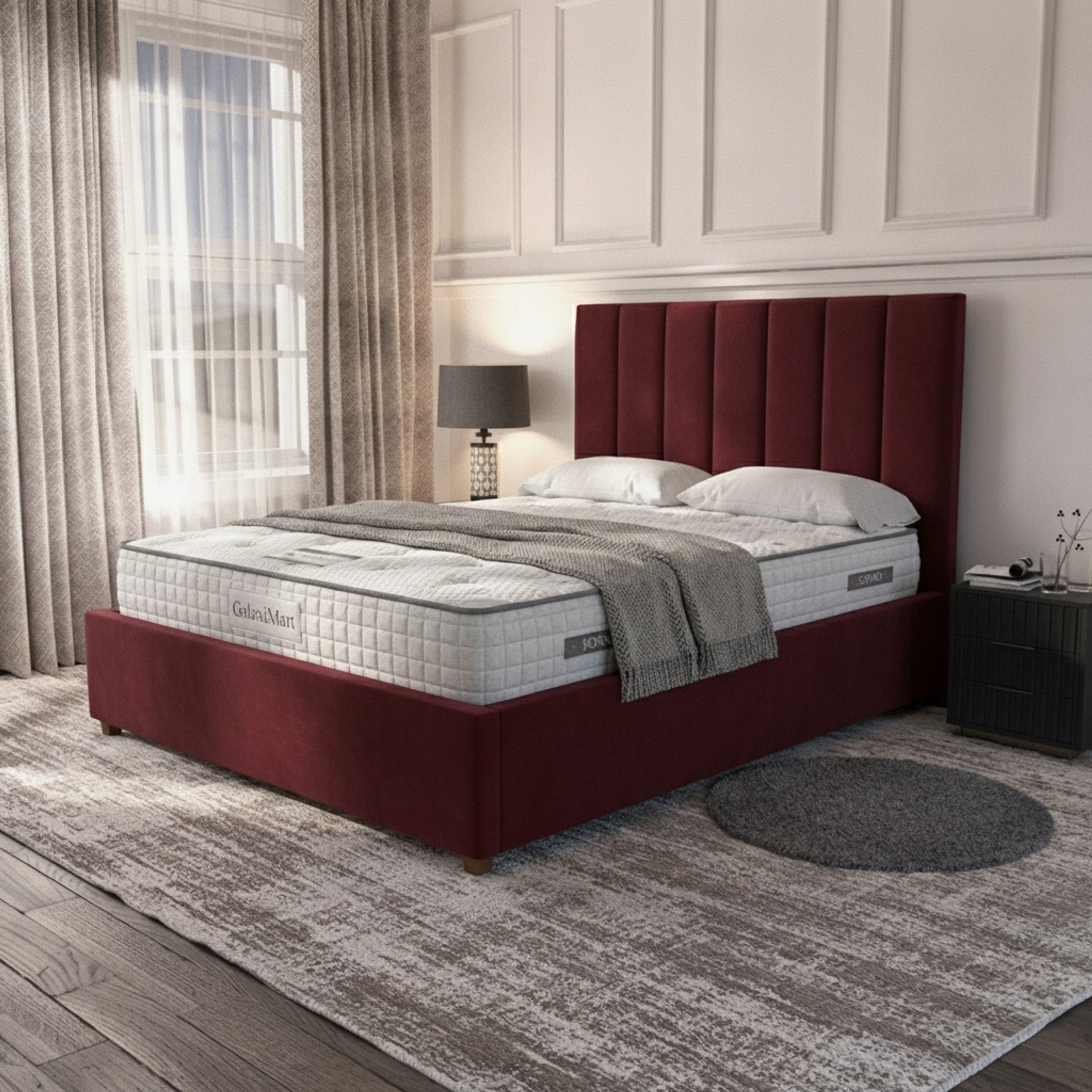 Burlington Ottoman Bed - Claret Gas-Lift Storage