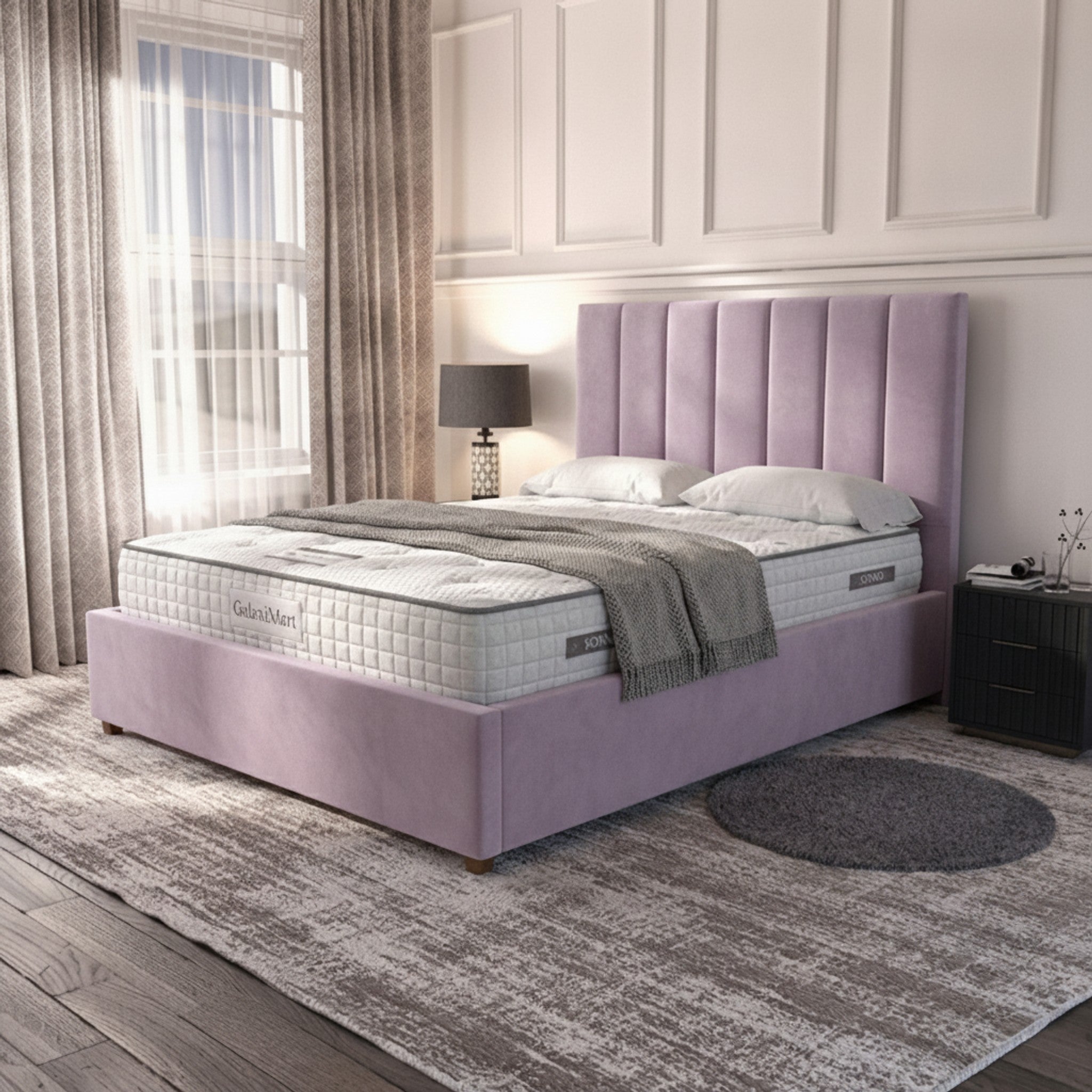 Burlington Lilac Ottoman Bed with Gas-Lift Storage
