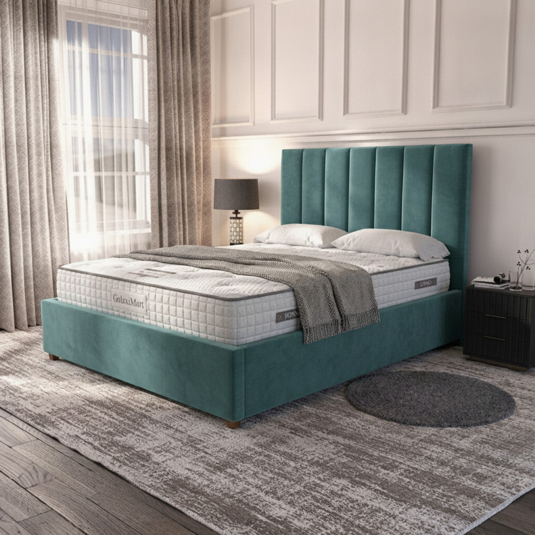 Burlington New Teal Ottoman Bed - Gas-Lift Storage