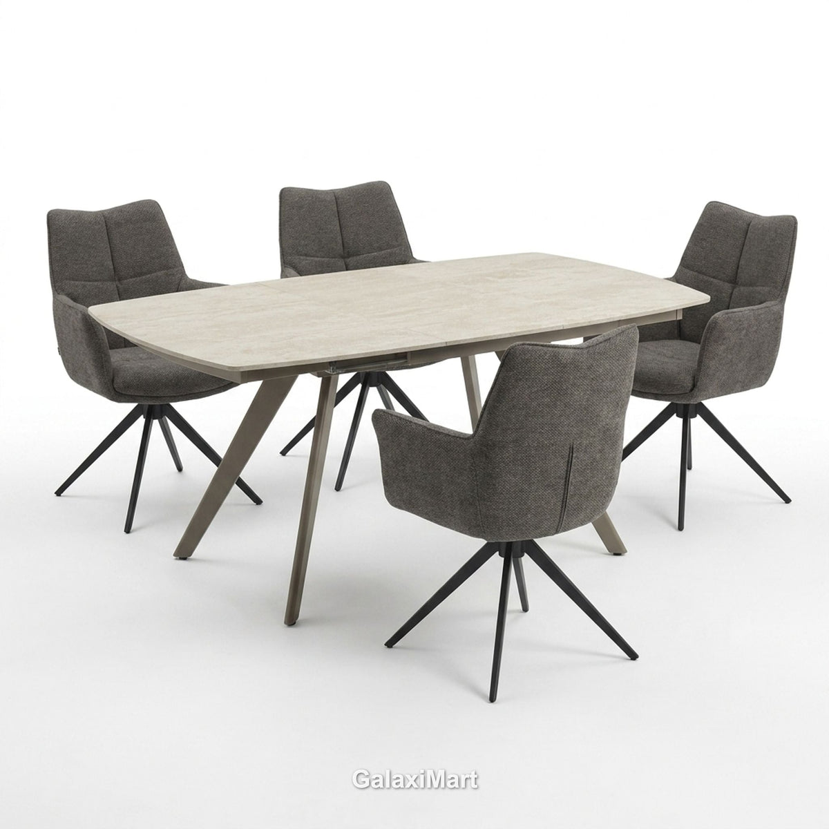 Cambridge Sintered Stone Extendable Dining Table Beige with Ar60 Ash Dining Chairs | GalaxiMart
