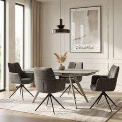 Cambridge Sintered Stone Extendable Dining Table Beige with Ar60 Ash Dining Chairs | GalaxiMart
