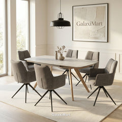 Cambridge Sintered Stone Extendable Dining Table Beige with Ar60 Ash Dining Chairs | GalaxiMart