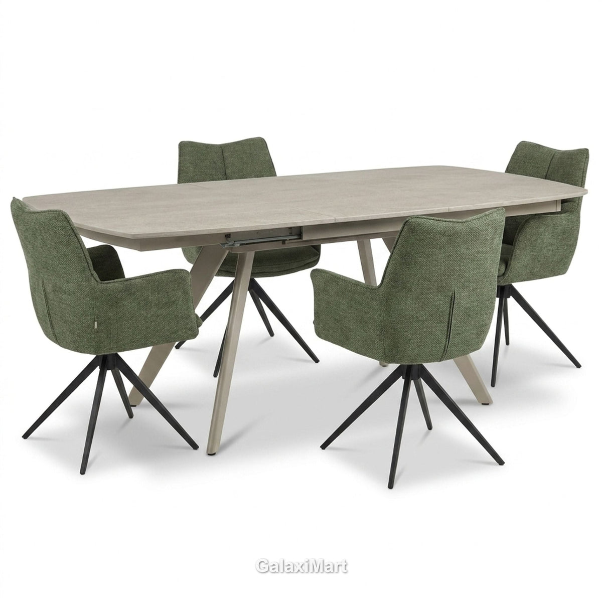Cambridge Sintered Stone Extendable Dining Table Beige with Ar60 Forest Dining Chairs | GalaxiMart