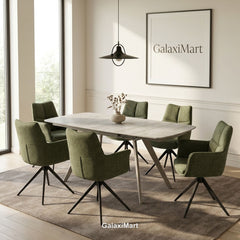 Cambridge Sintered Stone Extendable Dining Table Beige with Ar60 Forest Dining Chairs | GalaxiMart