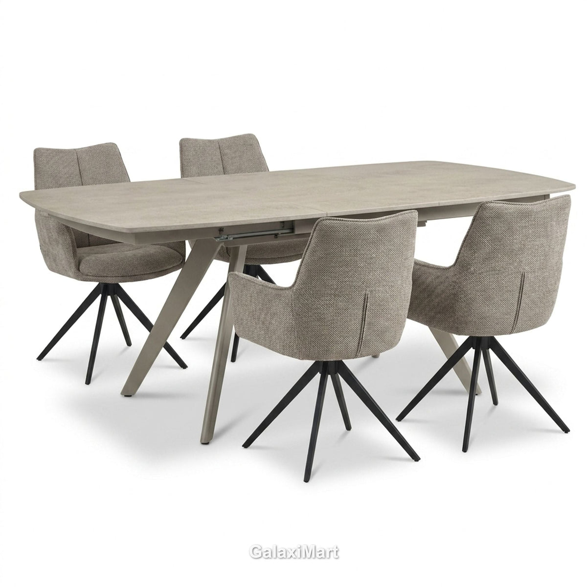Cambridge Sintered Stone Extendable Dining Table Beige with Ar60 Taupe Dining Chairs | GalaxiMart