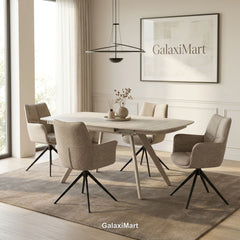 Cambridge Sintered Stone Extendable Dining Table Beige with Ar60 Taupe Dining Chairs | GalaxiMart
