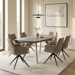 Cambridge Sintered Stone Extendable Dining Table Beige with Ar60 Taupe Dining Chairs | GalaxiMart