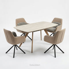 Cambridge Sintered Stone Extendable Dining Table Beige with Carpi Beige Dining Chairs | GalaxiMart
