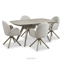 Cambridge Sintered Stone Extendable Dining Table Beige with Gstaad Beige Bouclé Dining Chairs | GalaxiMart