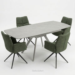 Cambridge Sintered Stone Extendable Dining Table Grey with Ar60 Forest Dining Chairs | GalaxiMart