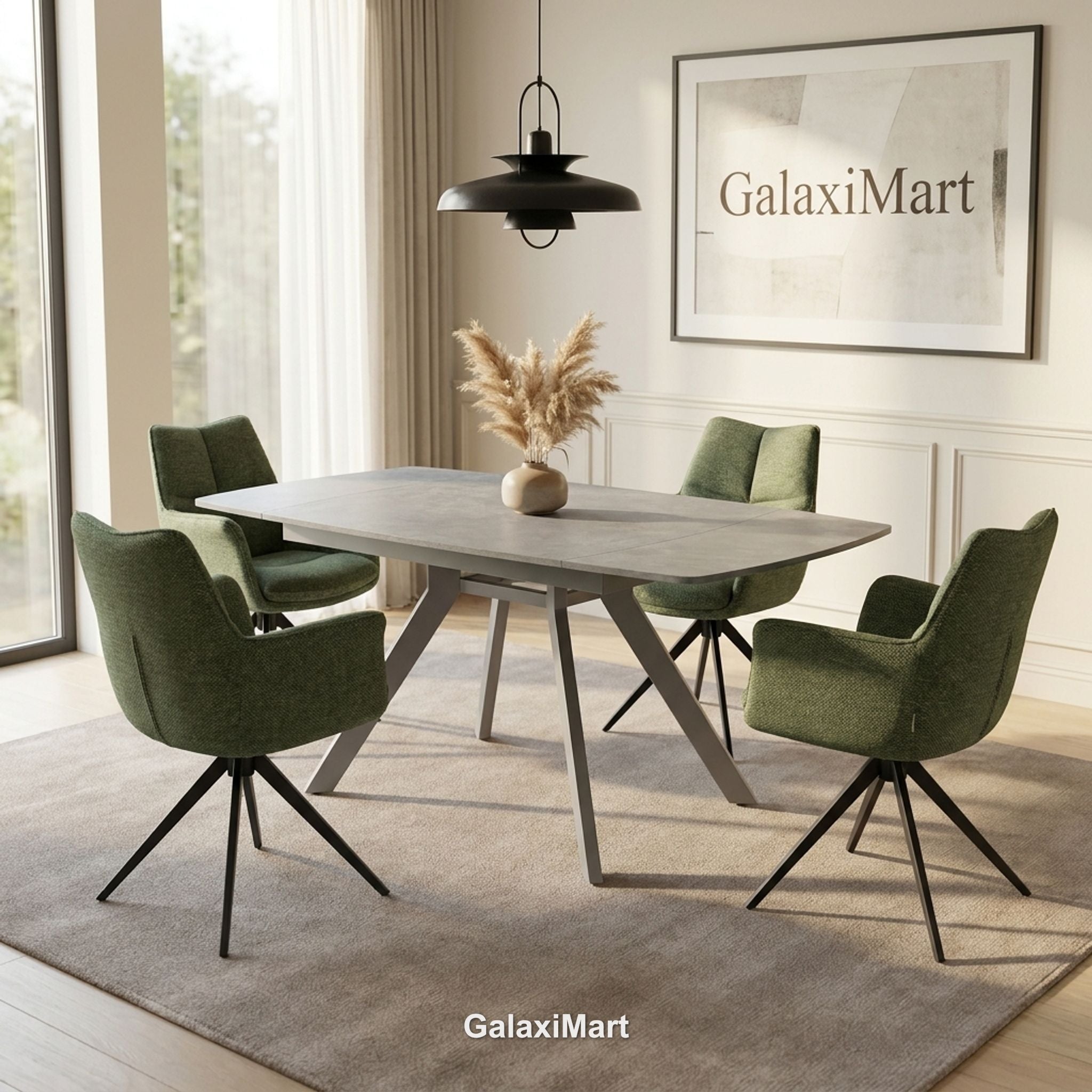 Cambridge Sintered Stone Extendable Dining Table Grey with Ar60 Forest Dining Chairs | GalaxiMart