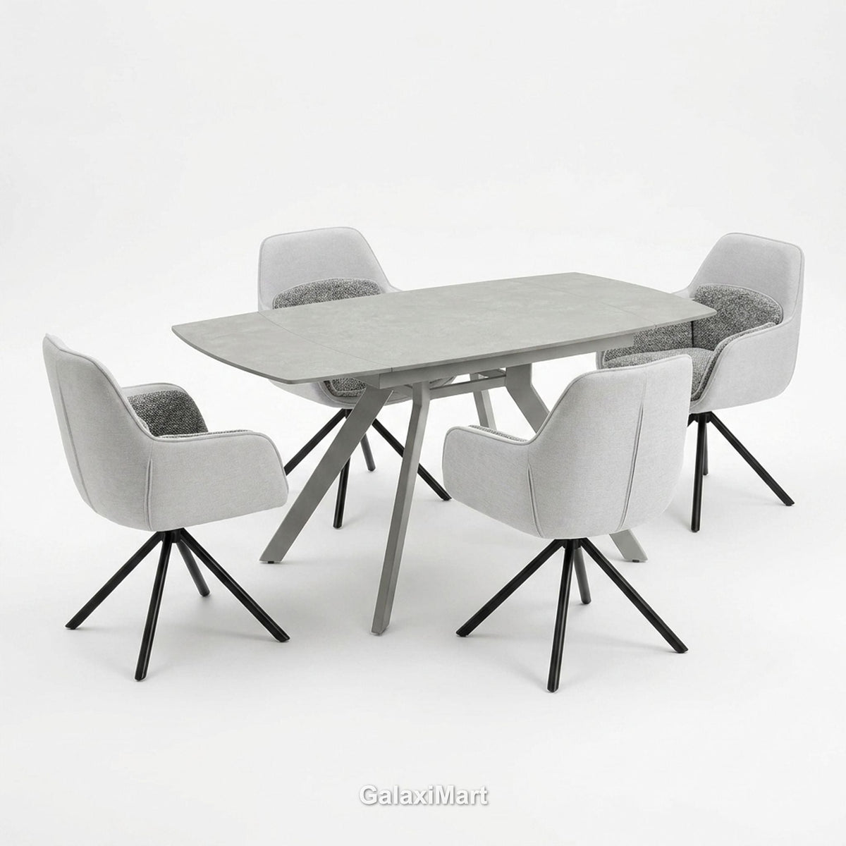 Cambridge Sintered Stone Extendable Dining Table Grey with Carpi Grey Dining Chairs | GalaxiMart