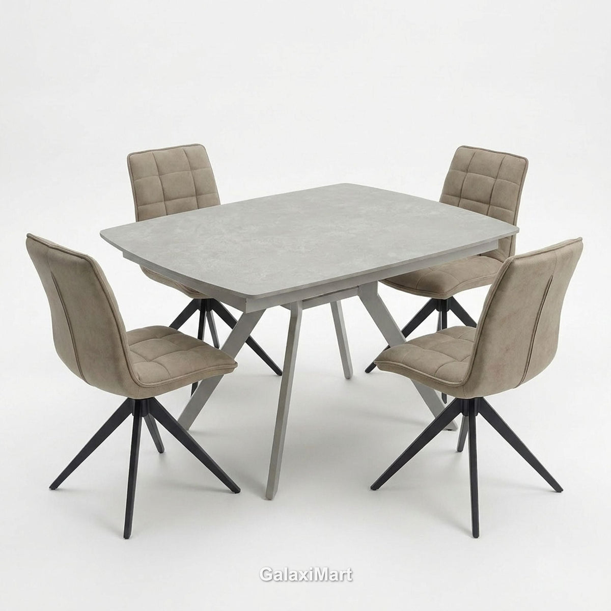Cambridge Sintered Stone Extendable Dining Table Grey with Luna Dining Chairs | GalaxiMart