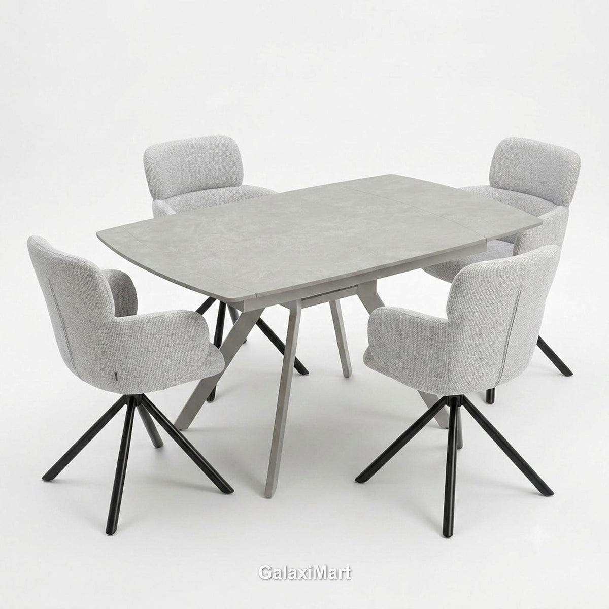 Cambridge Sintered Stone Extendable Dining Table Grey with Tunscay Grey Dining Chairs | GalaxiMart